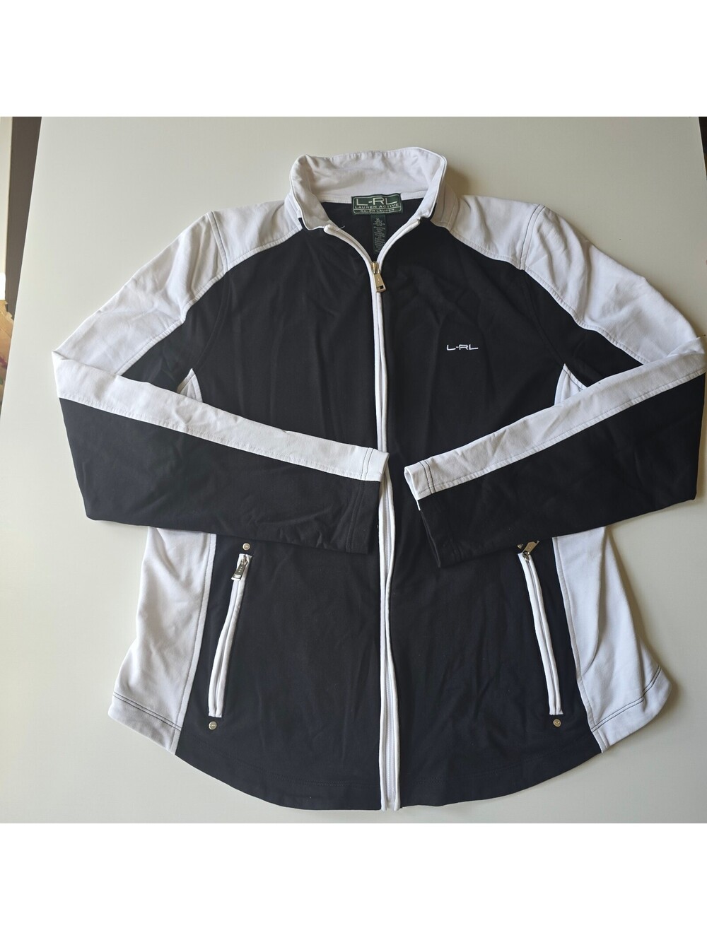 Lauren Active Ralph Lauren Womens XL Black White Full Zip Track Jacket
